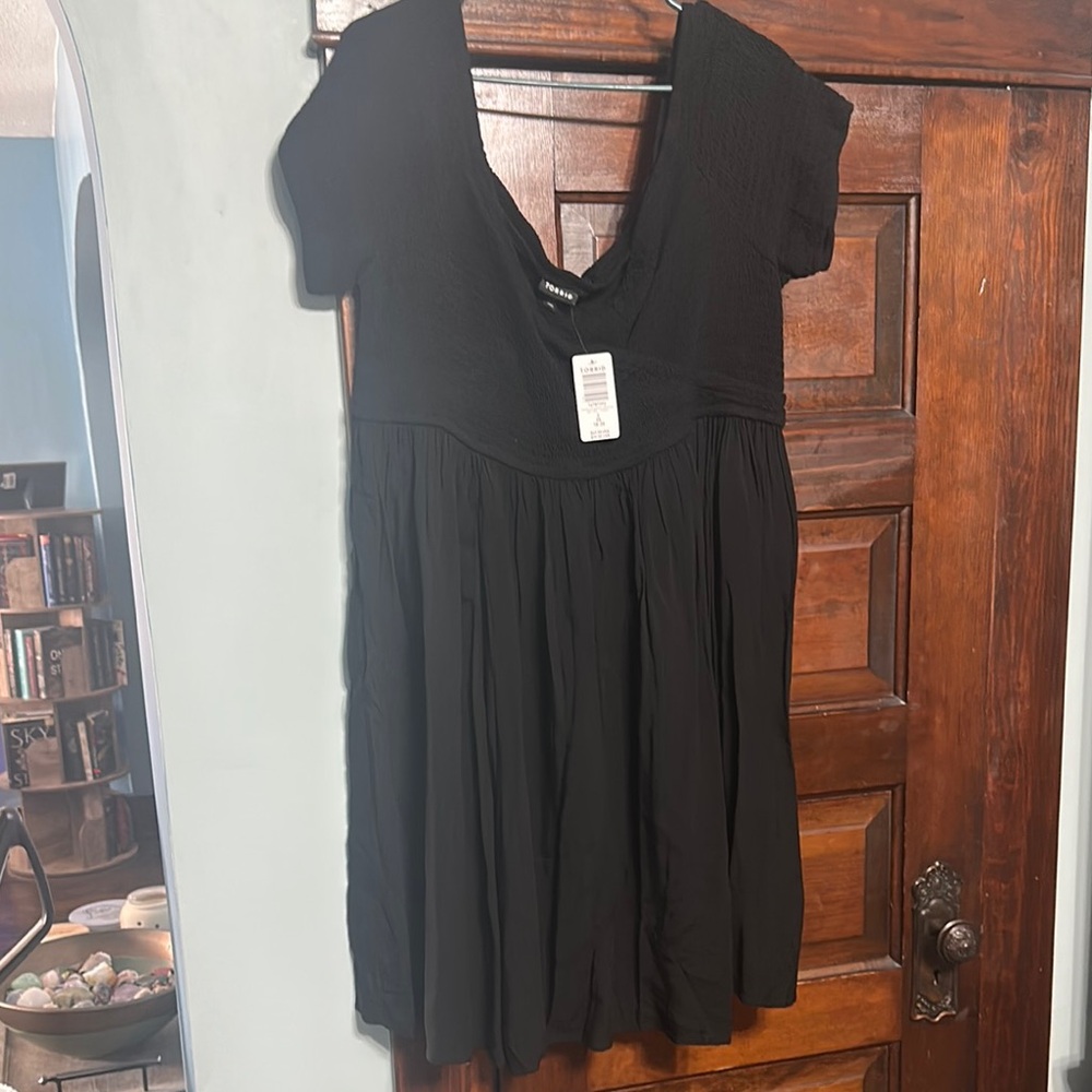 Torrid Black Smocked Surplice Dress 2X
